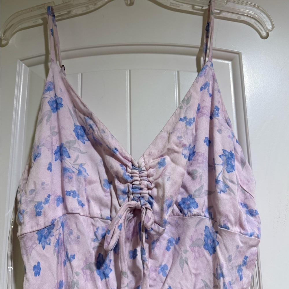 🥔Floral Maxi Dress super soft with Blue and Purple Pattern - Picture 2 of 5